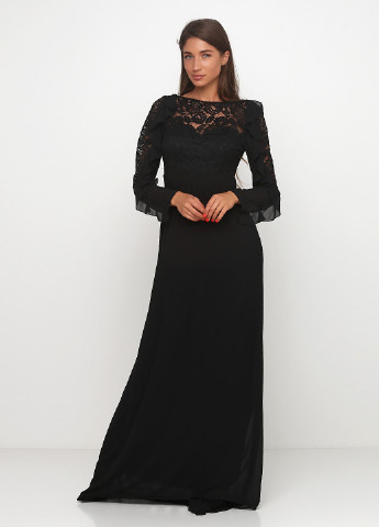 Чорна вечірня сукня зі шлейфом TFNC London однотонна