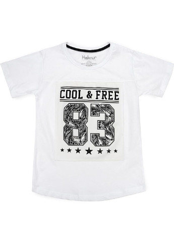 Біла демісезонна футболка дитяча "cool & free" (6547-134b-white) Haknur