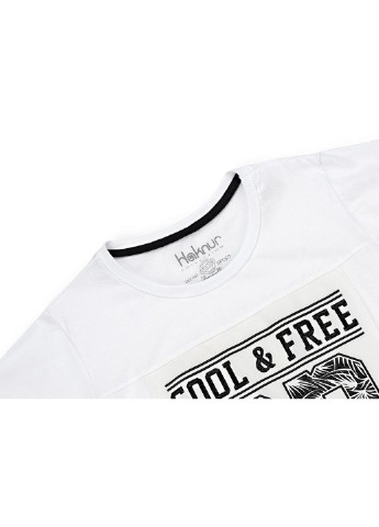 Белая демисезонная футболка детская "cool & free" (6547-134b-white) Haknur