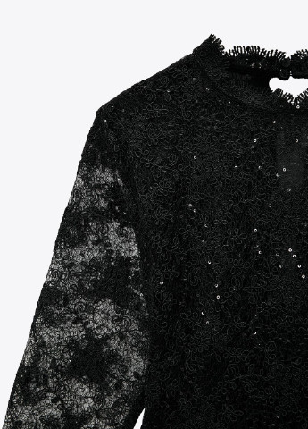 Чорна демісезонна блуза з баскою Zara