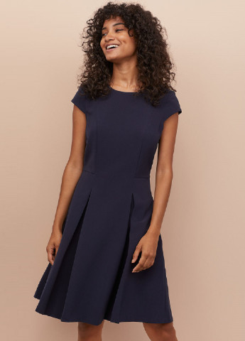 Темно-синее деловое платье H&M однотонное