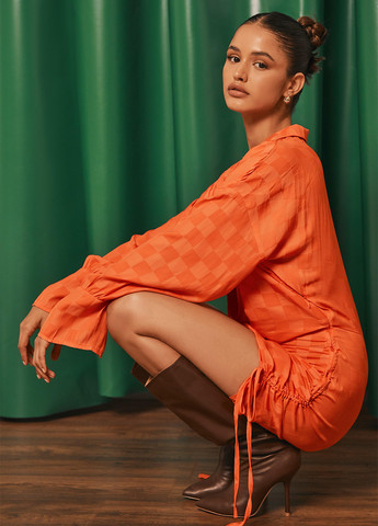 Оранжевое кэжуал платье Missguided в клетку