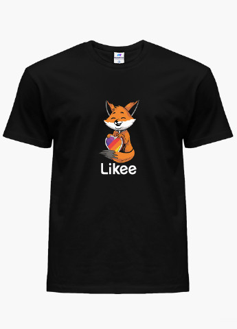 Черная демисезонная футболка детская лайк лисичка (likee fox)(9224-1033) MobiPrint