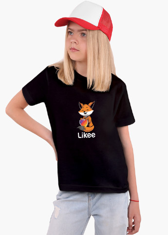 Черная демисезонная футболка детская лайк лисичка (likee fox)(9224-1033) MobiPrint