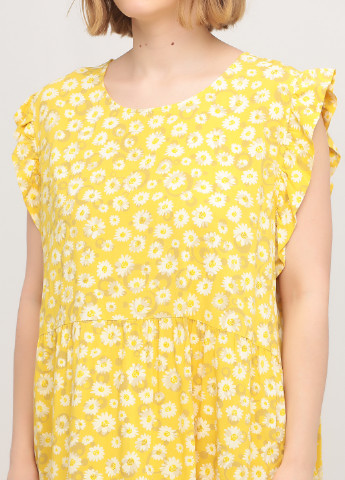 Желтое кэжуал платье оверсайз New Collection с цветочным принтом