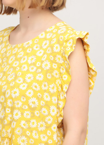 Желтое кэжуал платье оверсайз New Collection с цветочным принтом