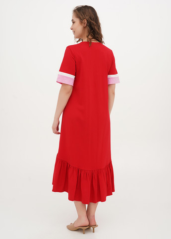 Красное кэжуал платье а-силуэт Monki колор блок