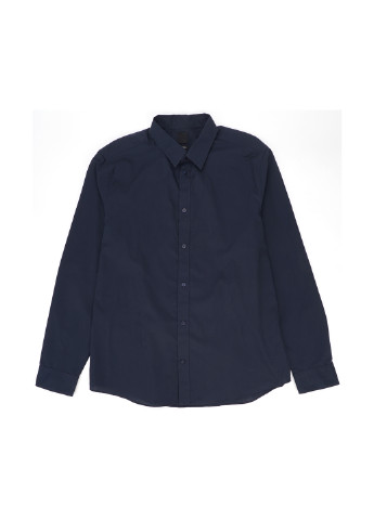Темно-синяя кэжуал рубашка однотонная H&M