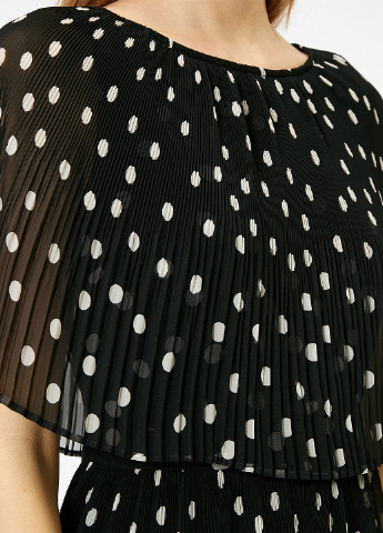 Черное кэжуал платье плиссированное KOTON в горошек