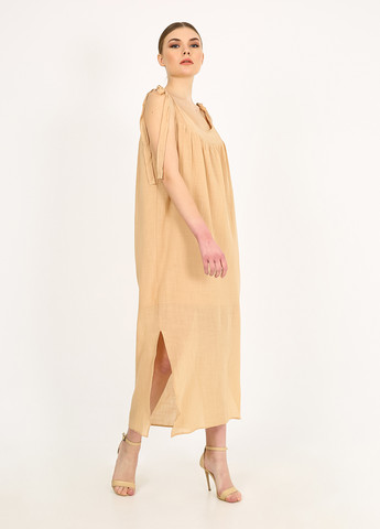 Песочное кэжуал платье Vicolo однотонное