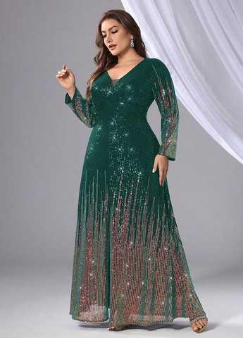 Темно-зелена вечірня, святковий сукня а-силует SHEIN з малюнком