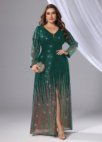 Темно-зелена вечірня, святковий сукня а-силует SHEIN з малюнком