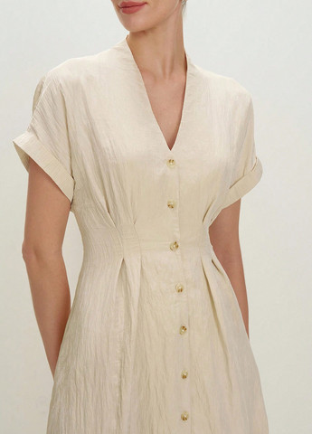 Бежевое кэжуал платье а-силуэт SHEIN однотонное