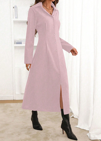 Рожево-лілова кежуал сукня з спідницею-сонце, кльош SHEIN однотонна