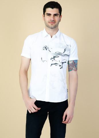 Белая кэжуал рубашка с рисунком Colin's с коротким рукавом