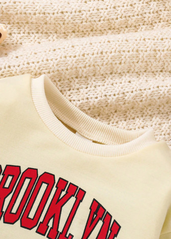 SHEIN світшот напис кремовий кежуал трикотаж, поліестер