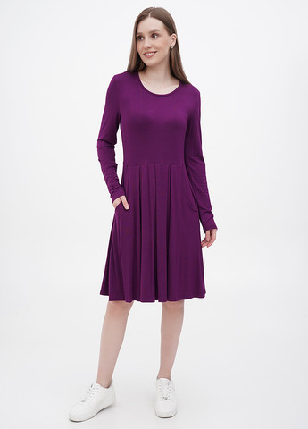 Фиолетовое кэжуал платье клеш No Brand однотонное