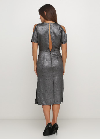Темно-серое коктейльное платье с открытыми плечами H&M