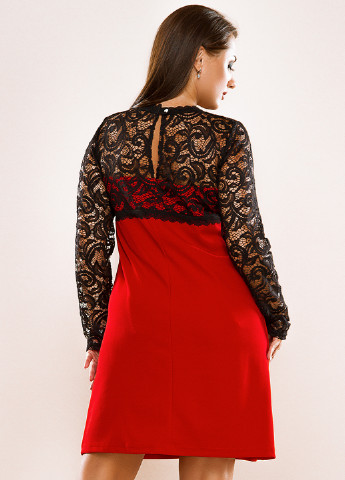 Красное кэжуал платье короткое Lady Style однотонное
