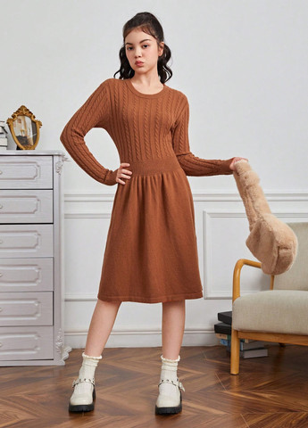 Коричневое платье SHEIN (329533320)