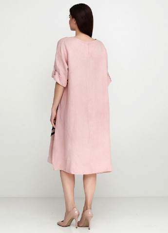 Светло-розовое кэжуал платье Puro Lino в полоску