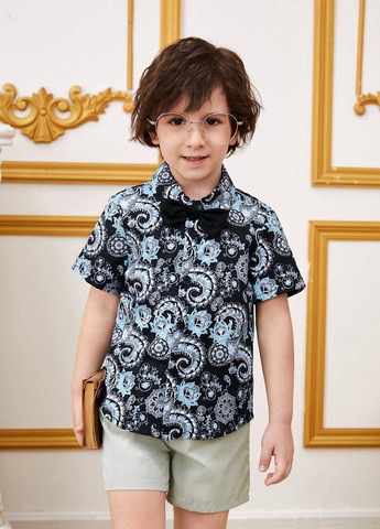 Комбинированный летний комплект (рубашка, шорты) SHEIN