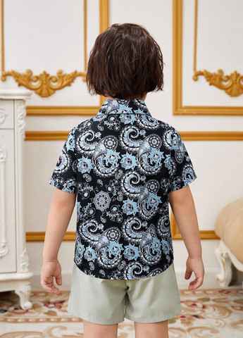 Комбинированный летний комплект (рубашка, шорты) SHEIN