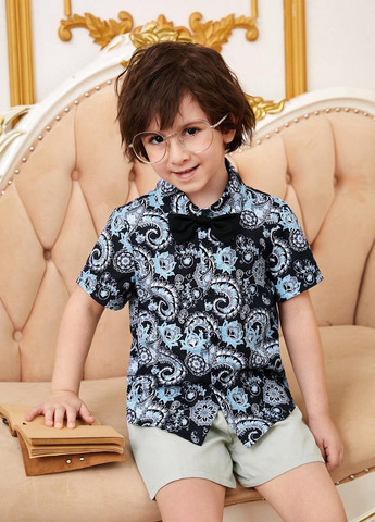 Комбинированный летний комплект (рубашка, шорты) SHEIN