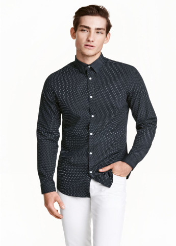 Темно-синяя кэжуал рубашка в горошек H&M