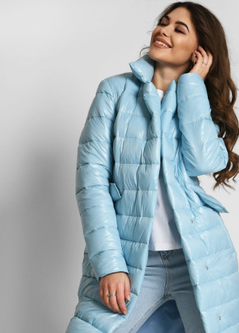 Голубая демисезонная трендовая стеганая куртка на запах X-Woyz