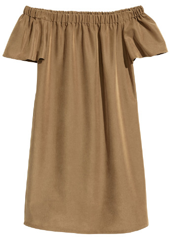 Оливкова (хакі) кежуал сукня з відкритими плечима H&M