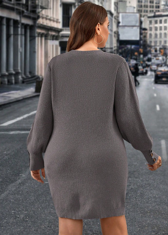 Сіра кежуал сукня сукня светр SHEIN однотонна