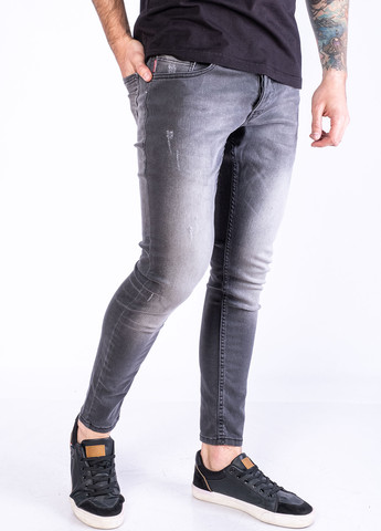 Серые демисезонные скинни джинсы Time of Style