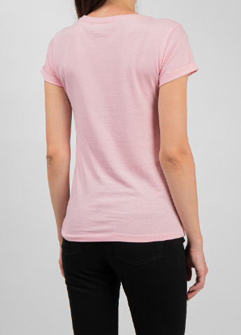 Розовая летняя светло-розовая хлопковая футболка Happiness