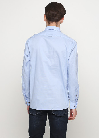 Голубой кэжуал рубашка однотонная Madoc Jeans с длинным рукавом