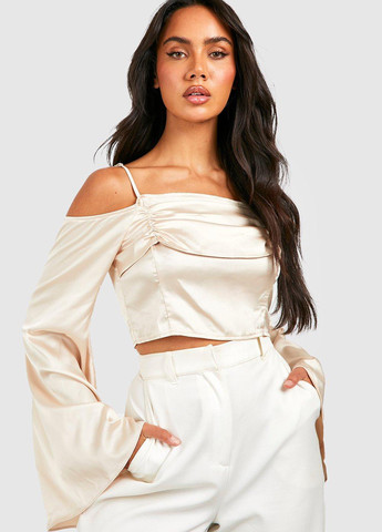 Светло-бежевая блуза Boohoo