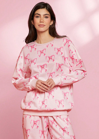 Світло-рожевий світшот SHEIN малюнок без декору (341532520)