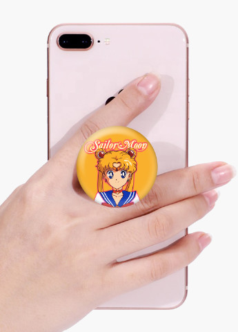 Попсокет (Popsockets) держатель для смартфона Сейлор Мун (Sailor Moon) (8754-2915) Черный MobiPrint (229014776)