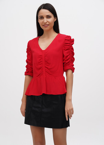 Червона демісезонна блуза з баскою MINT&BERRY