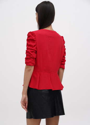 Красная демисезонная блуза с баской MINT&BERRY