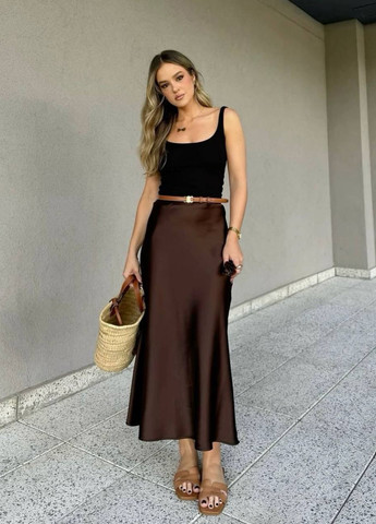 Коричневая кэжуал однотонная юбка Fashion