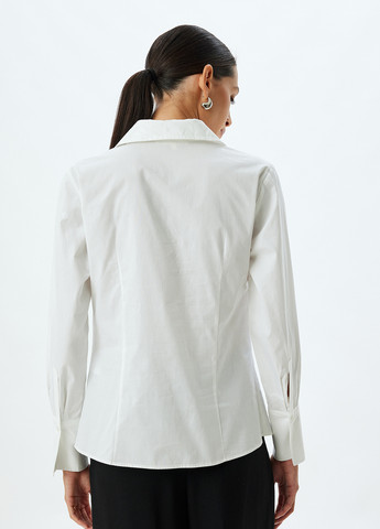 Белая классическая, кэжуал рубашка однотонная KOTON