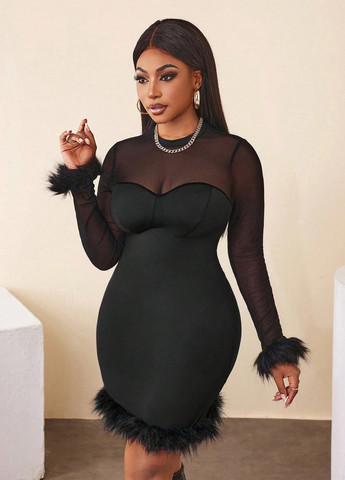 Черное кэжуал платье футляр SHEIN однотонное