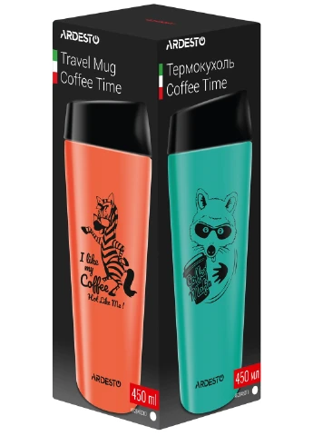 Термочашка Coffee time Енот 0,45 л нержавеющая сталь, голубой Ardesto (252788064)