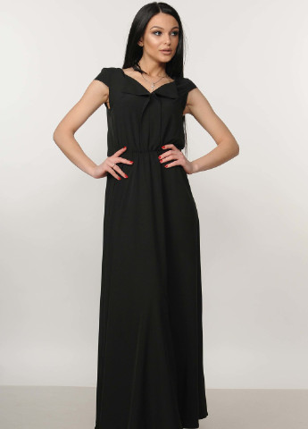 Черное кэжуал платье мира-макси пл 10.1-99/17 черный Ри Мари однотонное