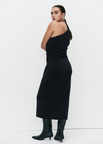 Чорна вечірня, кежуал сукня на одне плече H&M однотонна