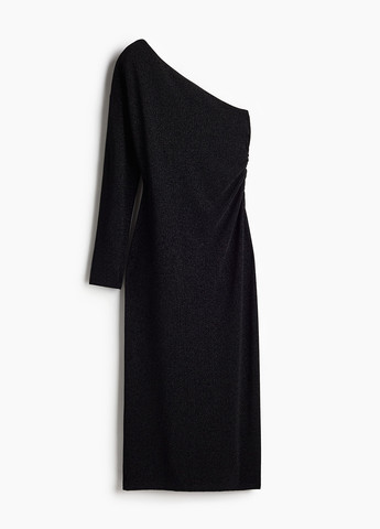 Чорна вечірня, кежуал сукня на одне плече H&M однотонна