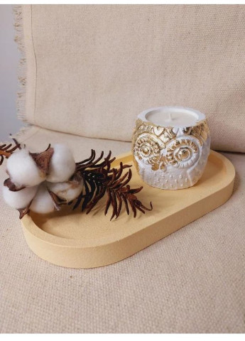 Новорічна подарункова handmade свічка Совушка Біло-золота 8-9 годин горіння BeautlyMaysternya (255288275)