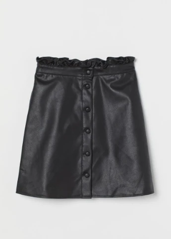 Черная однотонная юбка с талией в складку H&M