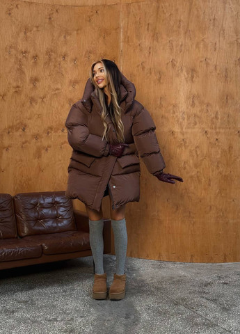 Коричневый зимний Пуховик No Brand